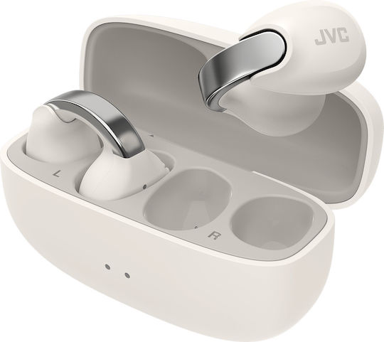 JVC HA-NP1T Offenes Ohr Bluetooth-Freisprecheinrichtung Kopfhörer mit Schweißresistenz und Ladeetui Off White