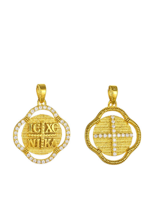 Ioannis Kosmima Pendant Kids Talisman Double Sided Konstantinato made of Gold 14K AFK-23136Y