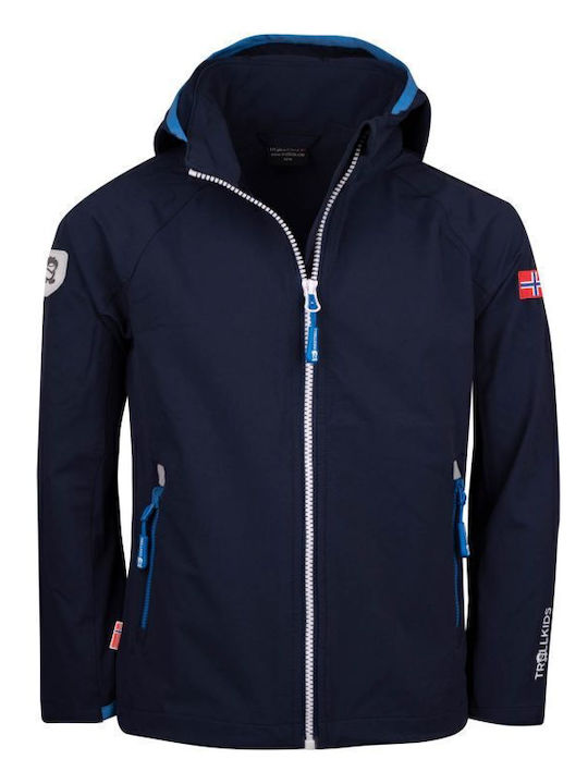 Wasserdicht Kinder Freizeitjacke mit Kapuze Marineblau