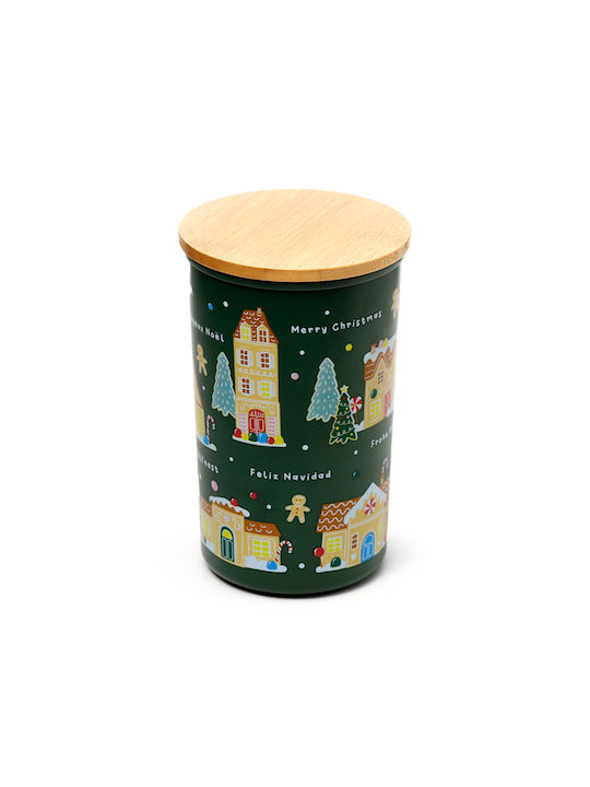 Bamboo Lid Storage Jar Christmas Cookie