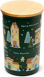 Bamboo Lid Storage Jar Christmas Cookie