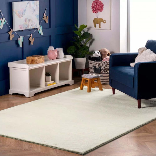To megalo pazari Anti-slip Rug Rectangular Furry Ecru
