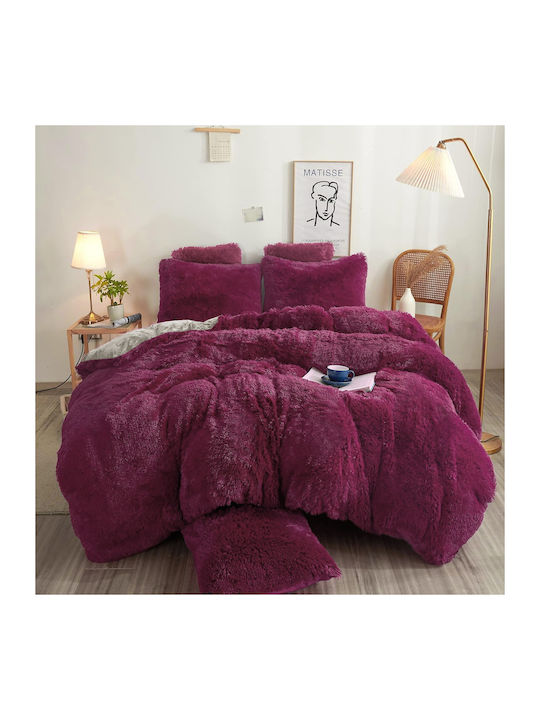 Saray Home Duvet Cover Set Queen 220x240cm Dark Purple-Plum 3pcs 300 GSMGsm