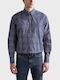 Long-sleeved Cotton Shirt Checked Blue