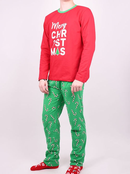 Happy Family Men's Winter Pajamas Set Red