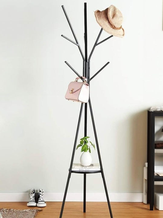 Metallic Coat Rack Black 40x40x180cm