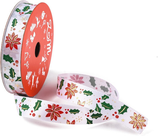 Satin Christmas Ribbon White 15mm 5 meters