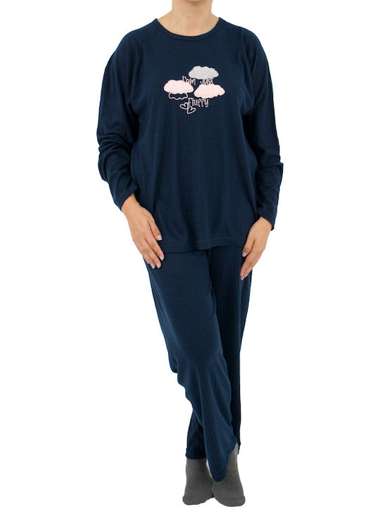 Fawn Winter Damen Pyjama-Set Blue