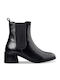 Leather Women's Chelsea Boots with Medium Heel Black