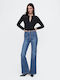 '70s Hoch tailliert Damenjeans Schlaghose Medium Indigo