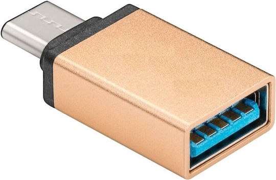 PremiumCord Конвертор USB-C мъжки към USB-A женски Златист 1бр
