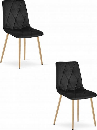 Chairs Dining Room Libra 60x50x50cm 2pcs Black Velvet-Black Metal Chairs Dining Room Libra 60x50x50cm 2pcs Black Velvet-Black Metal