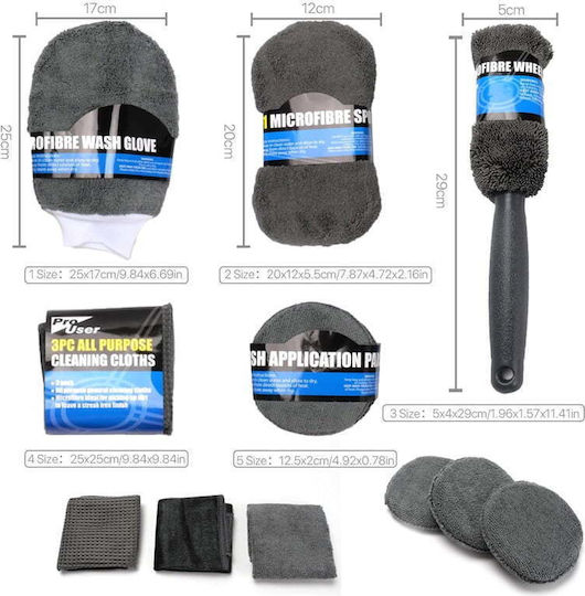 Σετ Καθαρισμού Αυτοκινήτου Microfiber 9τμχ Pro User Car Cleaning Kit
