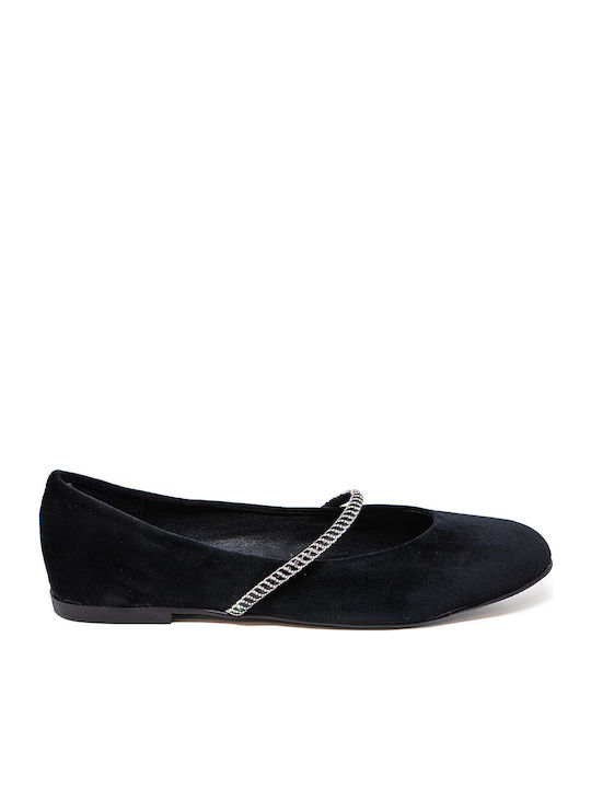 Lederne Damen Ballerinas in Schwarz Farbe