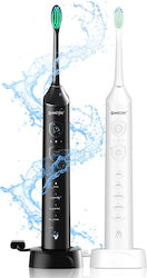Set 2 Electric Toothbrushes Maltec Toothie X2in1 6 Included Heads 5 Different Programs 45,000 Vibrations Per Minute White Black