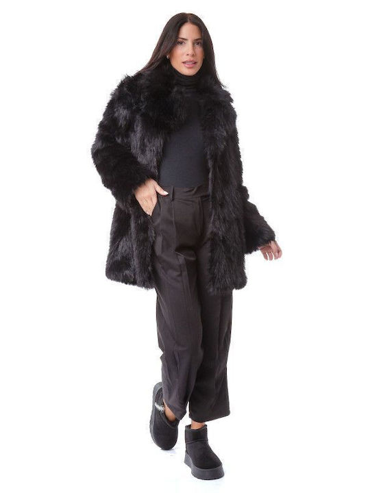 Silia D Frauen Pelz Schwarz fur-24-2308 (blk)