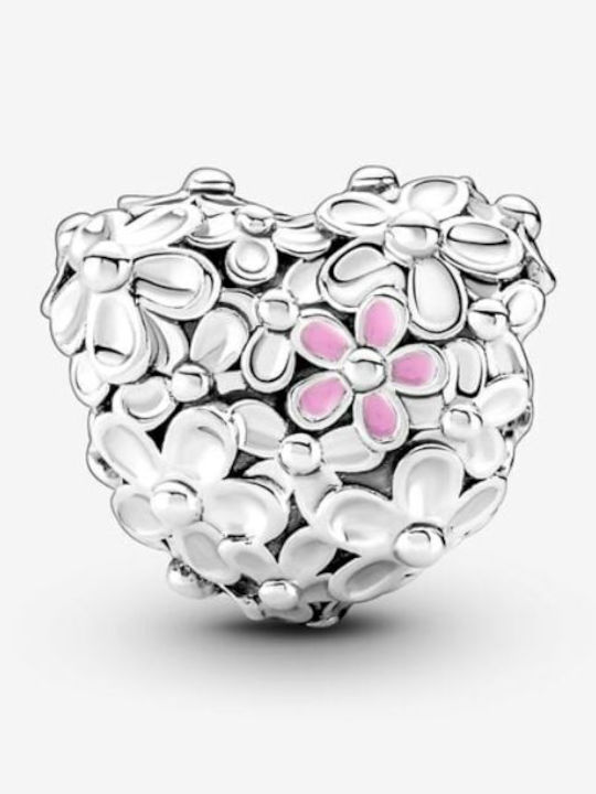 Pandora Mum Daisy Heart Charm Μαμά από Ασήμι Ροζ