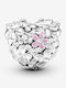 Pandora Mum Daisy Heart Charm Μαμά από Ασήμι Ροζ
