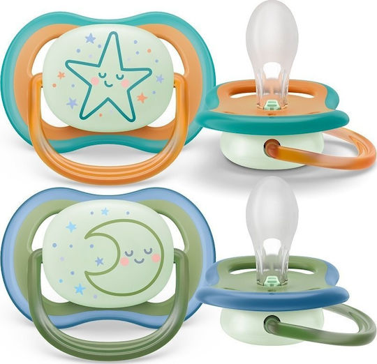 Philips Ultra Air Pacifiers Silicone Night Star / Moon for 18+ months 2pcs