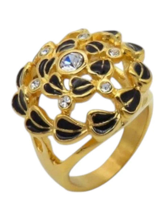 Charmy Damen Ring mit Zirkonia aus Stahl Vergoldet