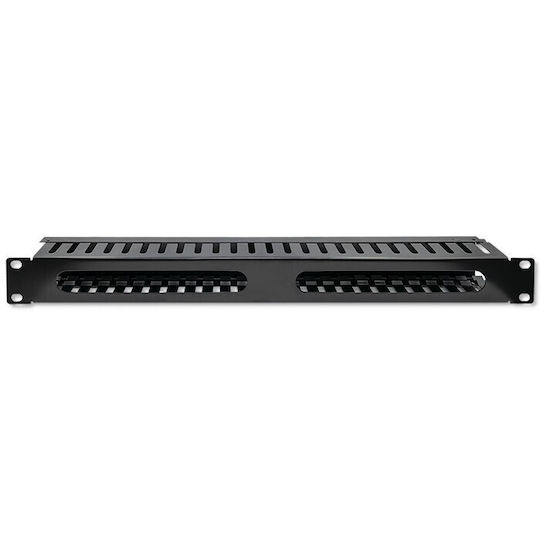 Organizer Qoltec Stahl Kabelmanagement Rackschrank 19" 24 Ports 1U Schwarz 14133156 5901878545141