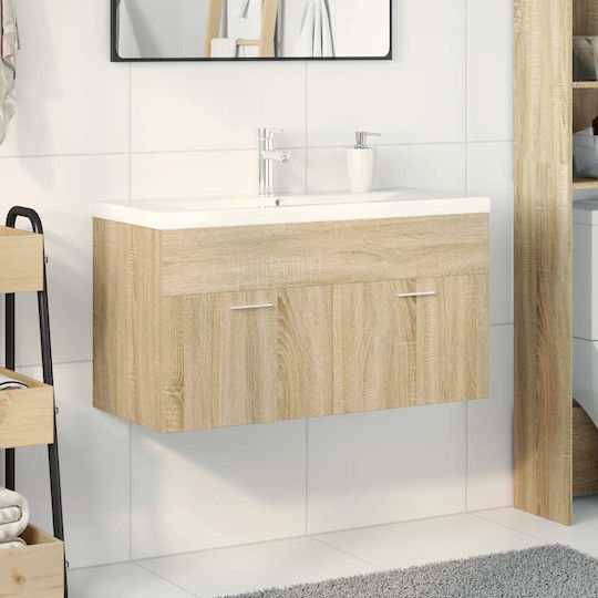 vidaXL Waschtisch mit Waschbecken Sonoma Oak