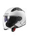 LS2 Gloss White Motorcycle Helmet Jet ECE 22.06 1200gr with Sunvisor