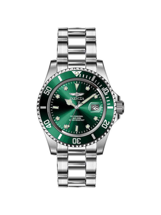 Invicta Pro Diver Ανδρικό Ρολόι 40mm Μπαταρίας με Ασημί Μεταλλικό