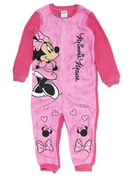 Disney Παιδική Πιτζάμα Ολόσωμη Χειμωνιάτικη Fleece Ροζ Minnie Mouse Disney Παιδική Πιτζάμα Ολόσωμη Χειμωνιάτικη Fleece Ροζ Minnie Mouse