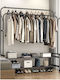 Wheeled Floor Garment Rack made of Metal Black 150x57x110cm