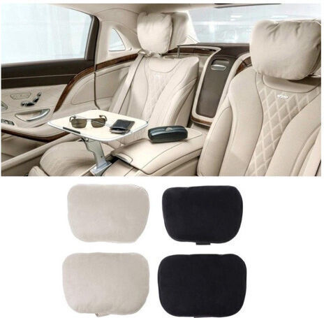 Set 2 Ultra Soft Car Pillows Headrests Ideal Support Comfort Durable Anti-slip Breathable Very Soft Filling Beige Color