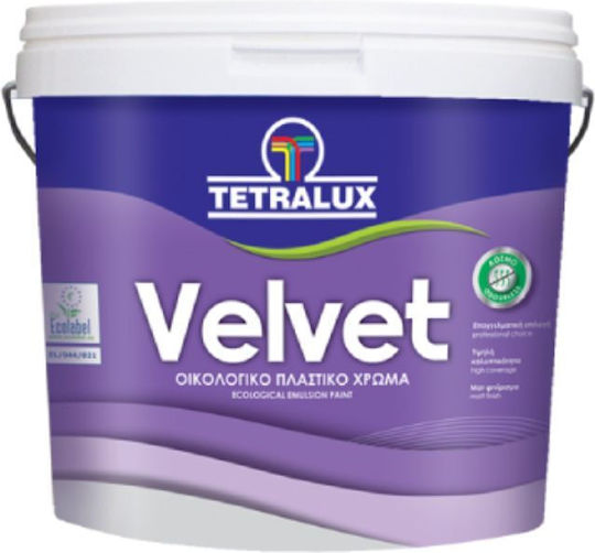 Tetralux Velvet Πλαστικό Ακρυλικό Οικολογικό Υδρόχρωμα για Εσωτερική Χρήση Λευκό 9lt