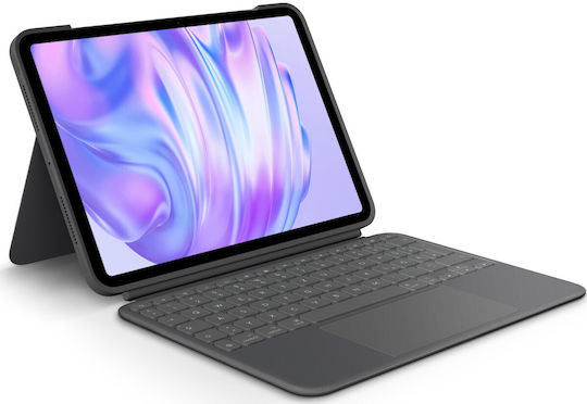 Logitech Combo Touch Flip Cover με Πληκτρολόγιο στα Γερμανικά Γκρι (iPad Pro 2024 11")