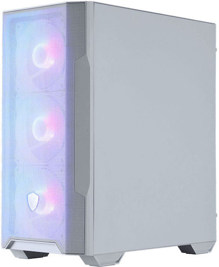 MSI Mag Forge M100R Gaming Mikro-Turm Computergehäuse mit Seitenfenster und RGB-Beleuchtung Weiß