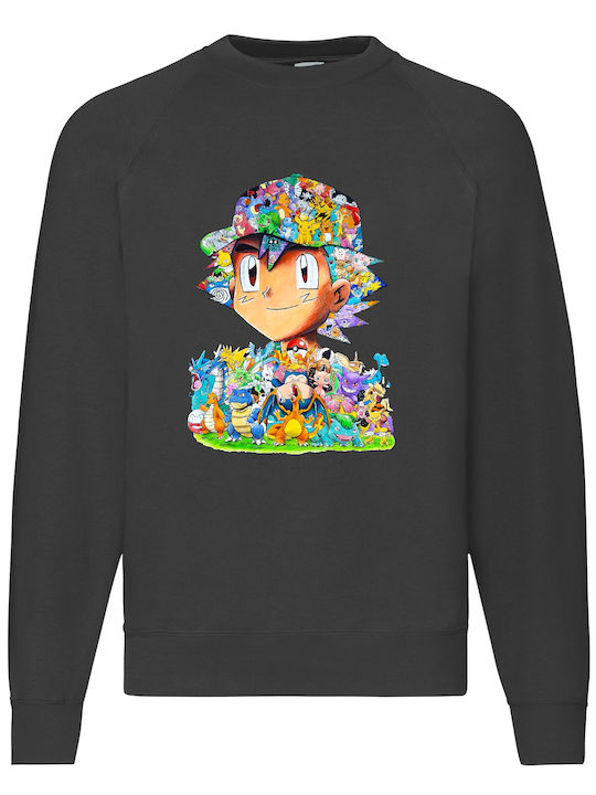 Fruit of the Loom Sweater Pokemon Ash Ketchum No25 Φούτερ Pokemon Μαύρο