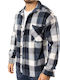 Long Sleeve Flannel Overshirt in Regular Fit Checked Blue