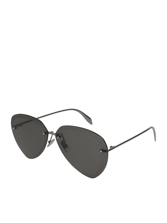 Alexander McQueen Unisex Γυαλιά Ηλίου με Γκρι Μεταλλικό Σκελετό και Μαύρο Φακό AM0120S-001