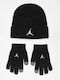 Kids Beanie Set with Gloves Knitted Black