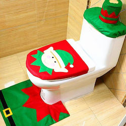 Ausgefallene Weihnachtsdekoration Fröhlicher Weihnachtsmann-Elf Toilettensitzbezug Teppich Badezimmer-Set