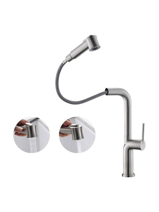 Kitchen Faucet Counter with Shower Silver