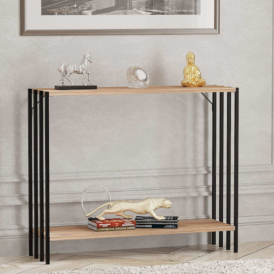 Verona Console Table Wood & Metal Pine-black L90xW26xH74cm
