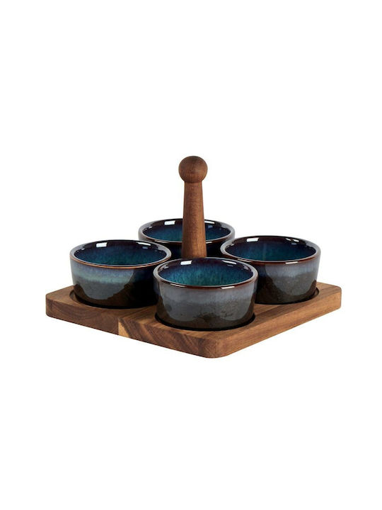 Country Casa Stone Dessert Divided Serving Tray with 4 Slots Black 19x19x13.5cm 4pcs