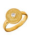 Gregio Ring with Zircon made of Silver Gold Plated
