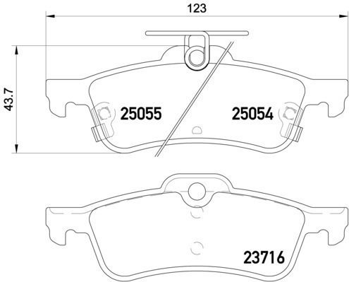 Brembo Rear Brake Pads Set Honda Civic Ix 1.4-2.2d 02.12 Height 44.0mm Width 123.0mm Thickness 15.0mm Wear Sensor Yes