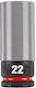 Cheie tubulară hexagonală de impact Milwaukee 1/2" aliaj mărime 22 mm lungime 80 mm pereți subțiri