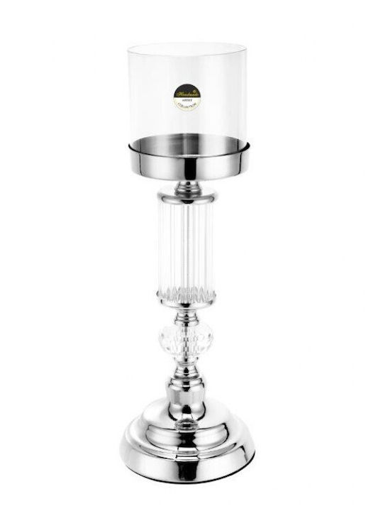 Karvounis Candle Holder Glass in Silver Color 9.8x12x36cm 1pcs