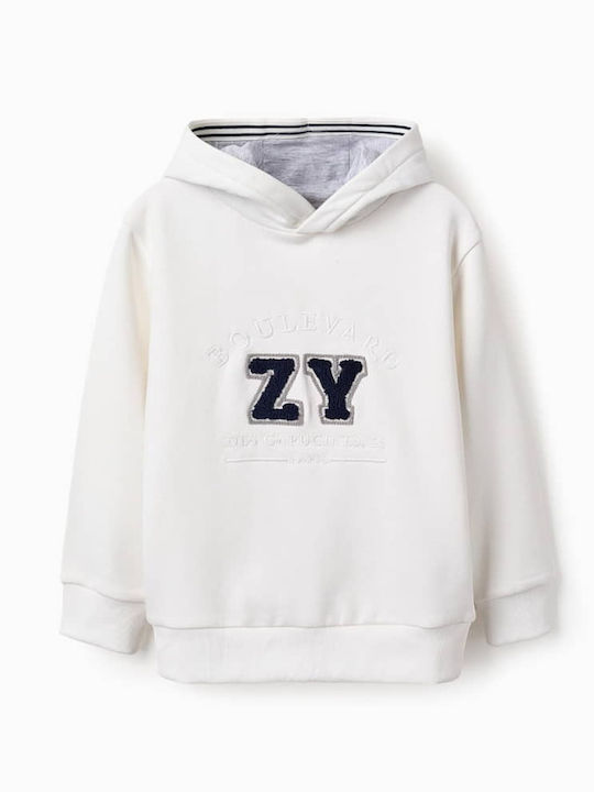 Kinder-Sweatshirt mit Kapuze und Taschen Ecru
