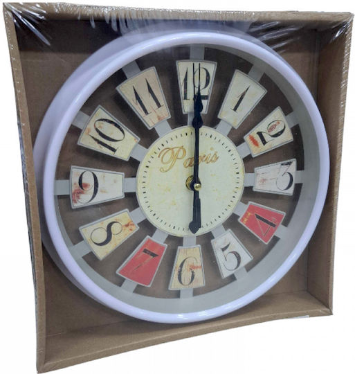 Wall Clock Plastic White Ø26cm