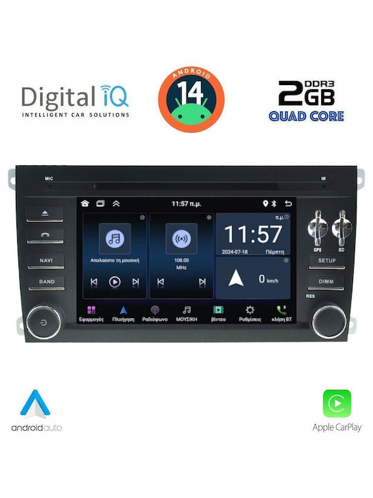 Digital IQ Sistem Audio Auto pentru Porsche Ardei iute 2002-2011 (Bluetooth/USB/AUX/WiFi/GPS/Apple-Carplay/Android-Auto) cu Ecran Tactil 7"
