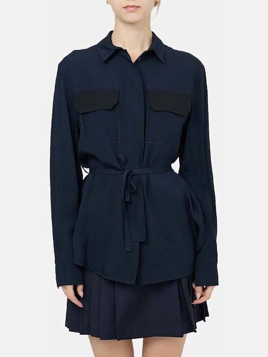 Langärmelig Damen Hemd Blau